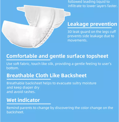 Non Woven Fabric Custom Baby Dipers Skin Friendly Disposable Diapers