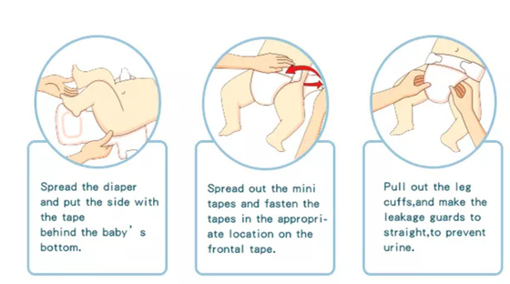Non Woven Fabric Custom Baby Dipers Skin Friendly Disposable Diapers