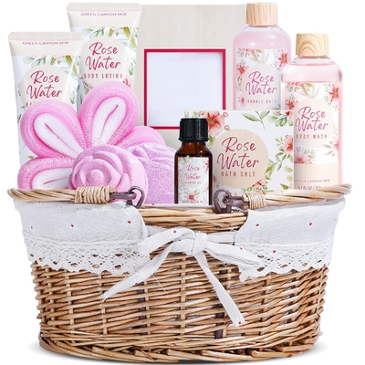 8pcs Bath Salts Gift Set With Argan Oil Bath Bombs Wooden Scoop Epsom Salt